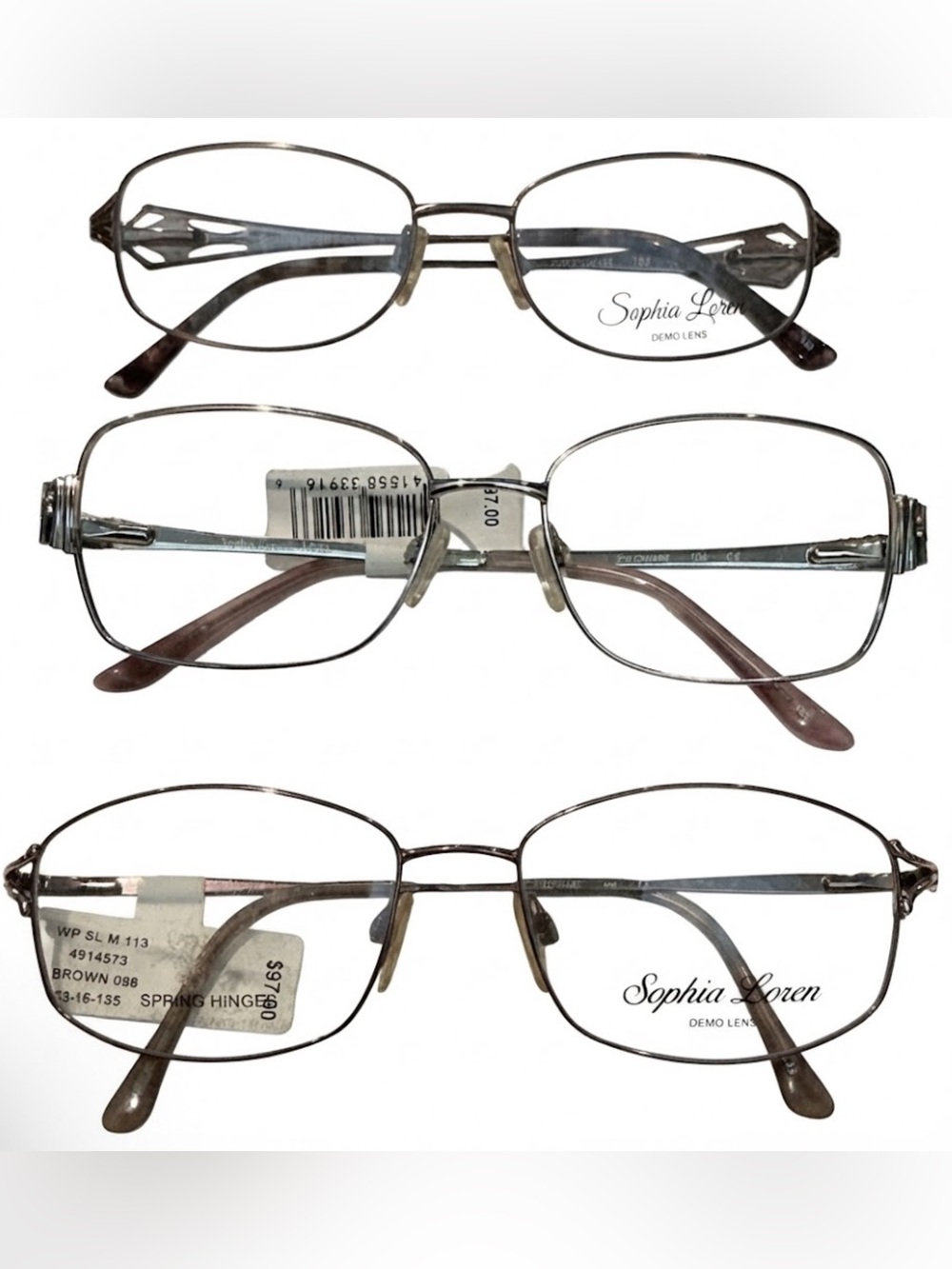New 3 pairs lot authentic Sophia Loren prescription designer eyeglasses frames